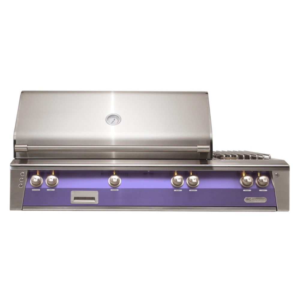 Alfresco Grills ALXE 56-Inch 3-Burner Built-In Natural Gas Grill with Rear Infrared Burner and Side Burner - Blue Lilac