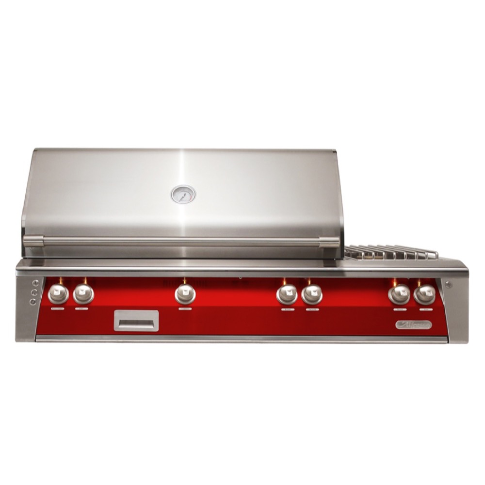 Alfresco Grills ALXE 56-Inch 3-Burner Built-In Propane Gas Grill with Rear Infrared Burner and Side Burner - Carmine Red