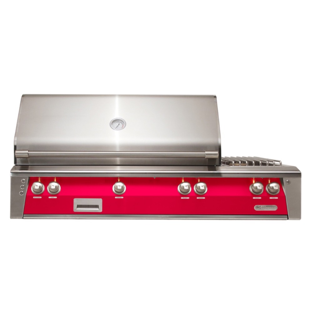 Alfresco Grills ALXE 56-Inch 3-Burner Built-In Propane Gas Grill with Rear Infrared Burner and Side Burner - Raspberry Red