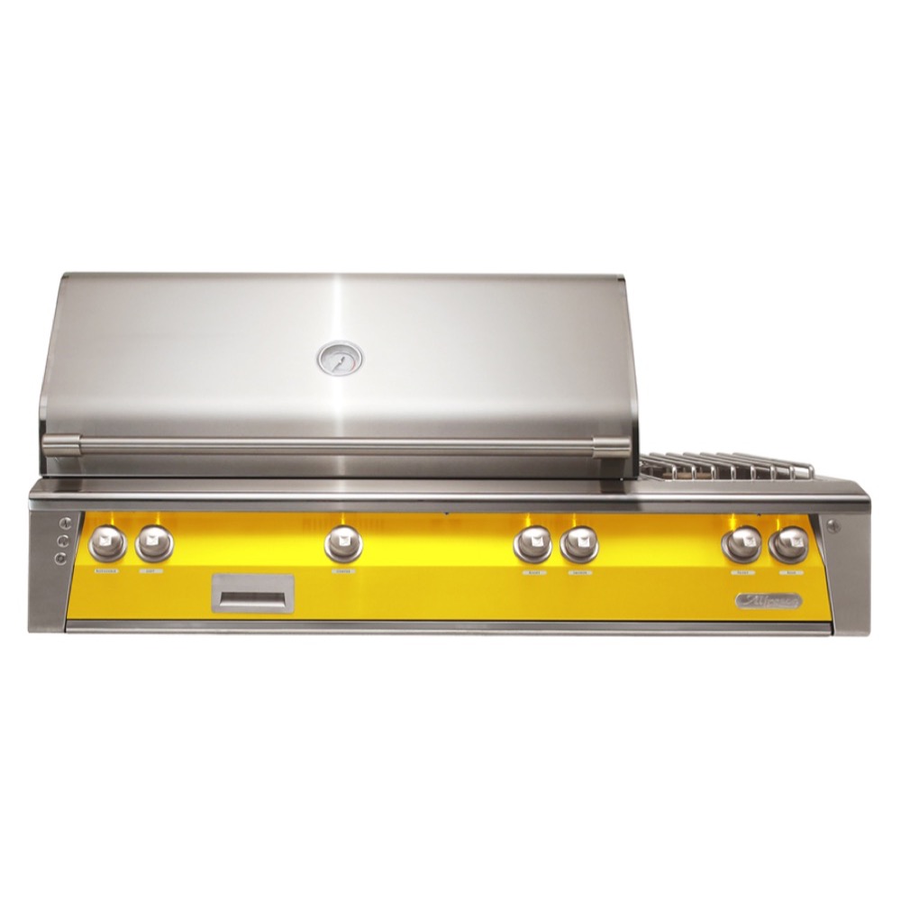 Alfresco Grills ALXE 56-Inch 3-Burner Built-In Propane Gas Grill with Rear Infrared Burner and Side Burner - Traffic Yellow