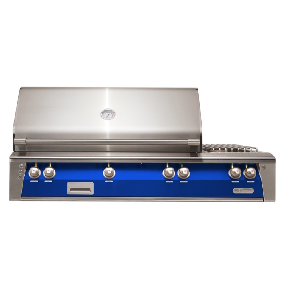 Alfresco Grills ALXE 56-Inch 3-Burner Built-In Natural Gas Grill with Rear Infrared Burner and Side Burner - Ultramarine Blue