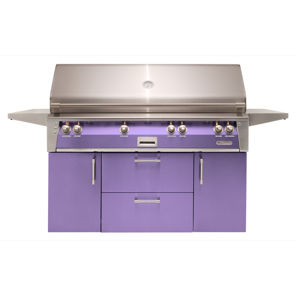 Alfresco Grills ALXE 56-Inch 4-Burner Freestanding Propane Gas Grill with Sear Zone and Rear Infrared Burner - Blue Lilac