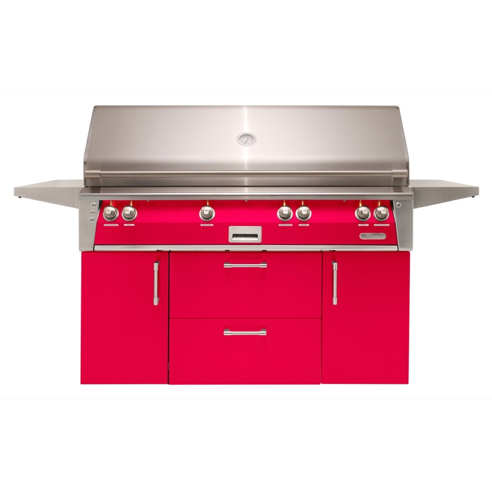Alfresco Grills ALXE 56-Inch 4-Burner Freestanding Propane Gas Grill with Sear Zone and Rear Infrared Burner - Raspberry Red