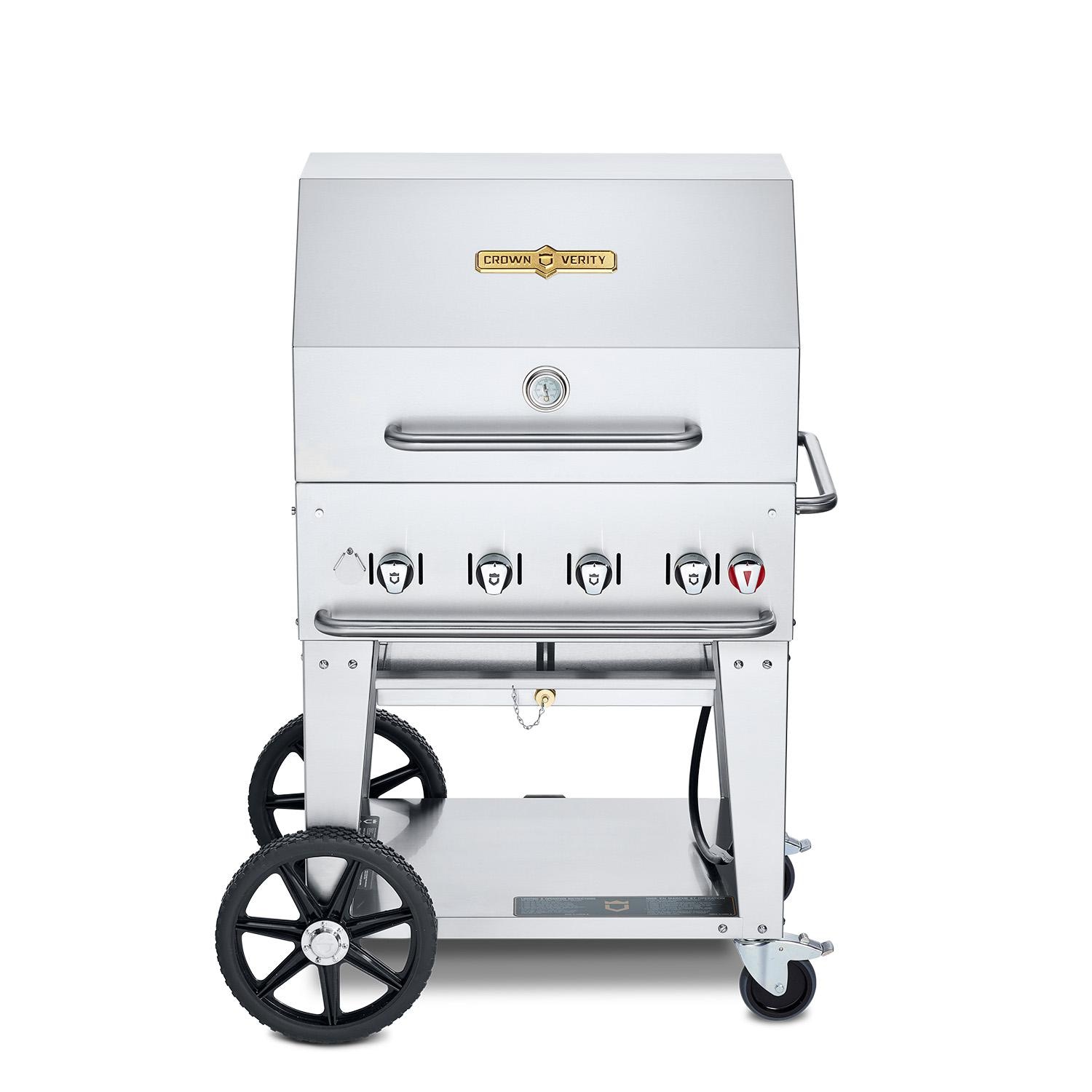 Crown Verity Professional Mobile Series 30-Inch 4-Burner Stainless Steel Freestanding Propane Gas Grill with Dome Package