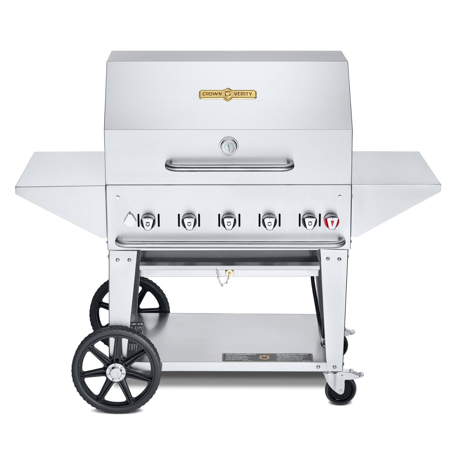 Crown Verity Professional Mobile Series 36-Inch 5-Burner Stainless Steel Freestanding Natural Gas Grill with Pro Cart Package