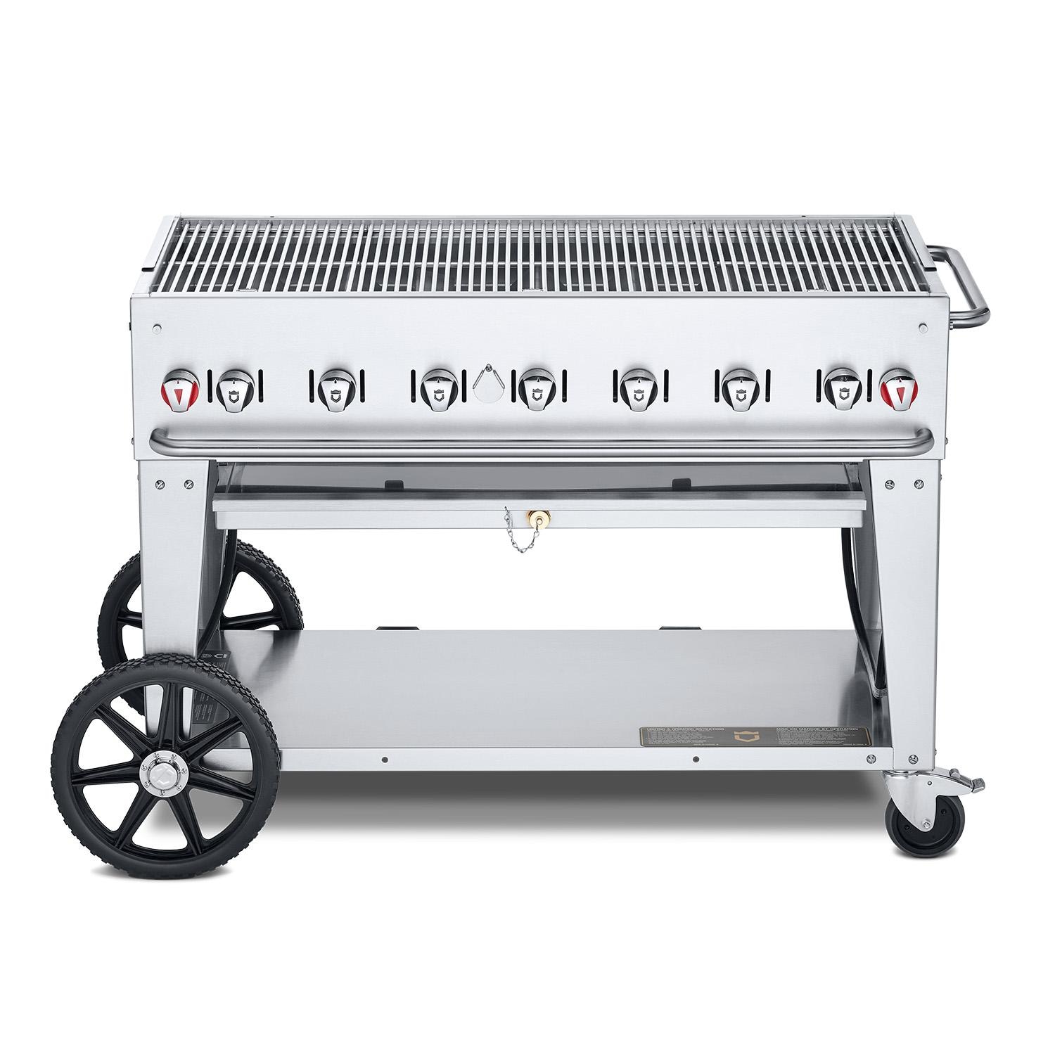 Crown Verity Professional Mobile Series 48-Inch 7-Burner Stainless Steel Freestanding Propane Gas Grill - Single Inlet (Bulk Tanks Only)