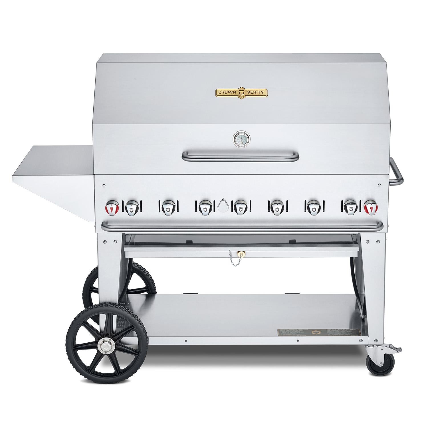 Crown Verity Professional Mobile Series 48-Inch 7-Burner Stainless Steel Freestanding Propane Gas Grill with Cart Package - Single Inlet (Bulk Tanks Only)