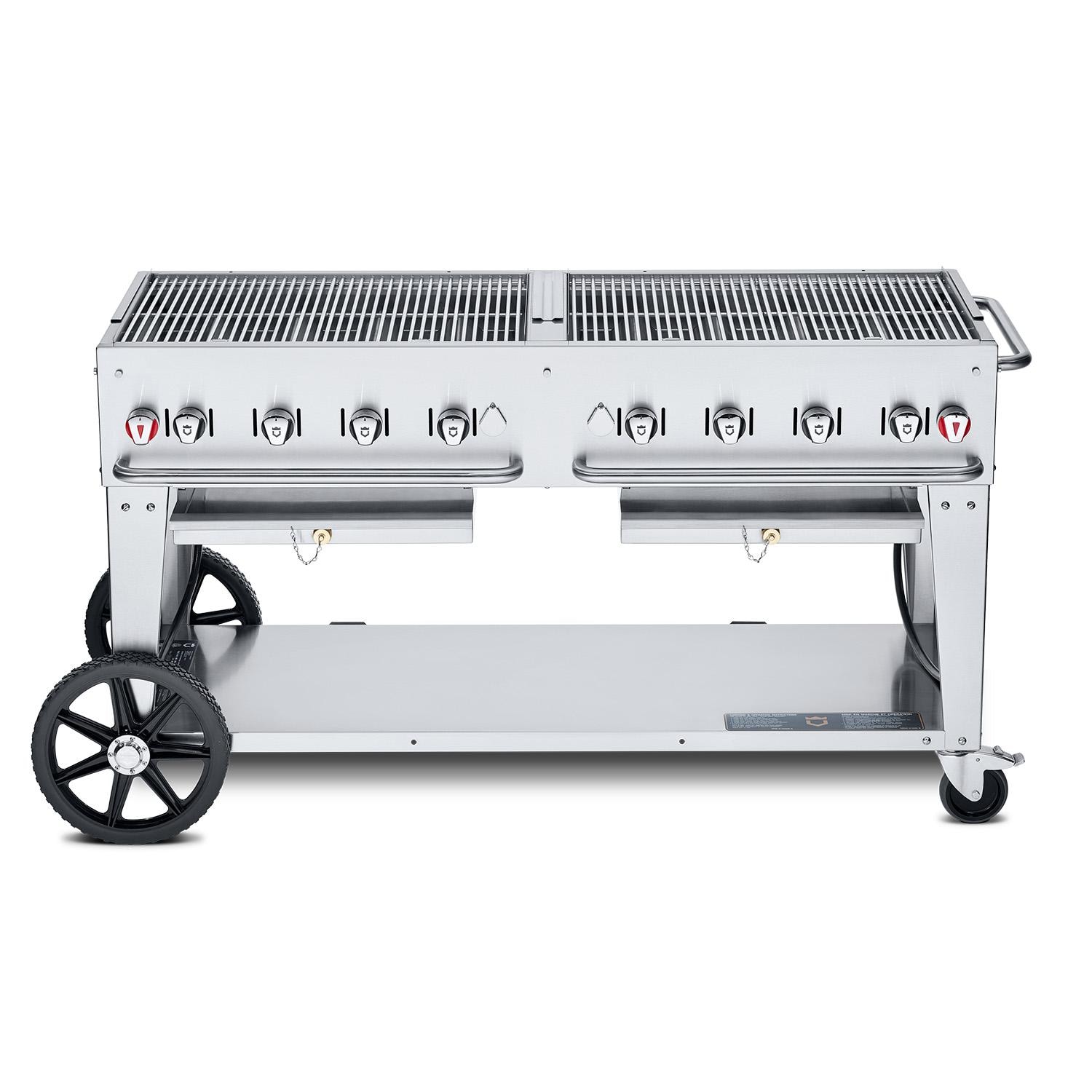 Crown Verity Professional Mobile Series 60-Inch 8-Burner Stainless Steel Freestanding Propane Gas Grill - 20 Lb Propane Tank