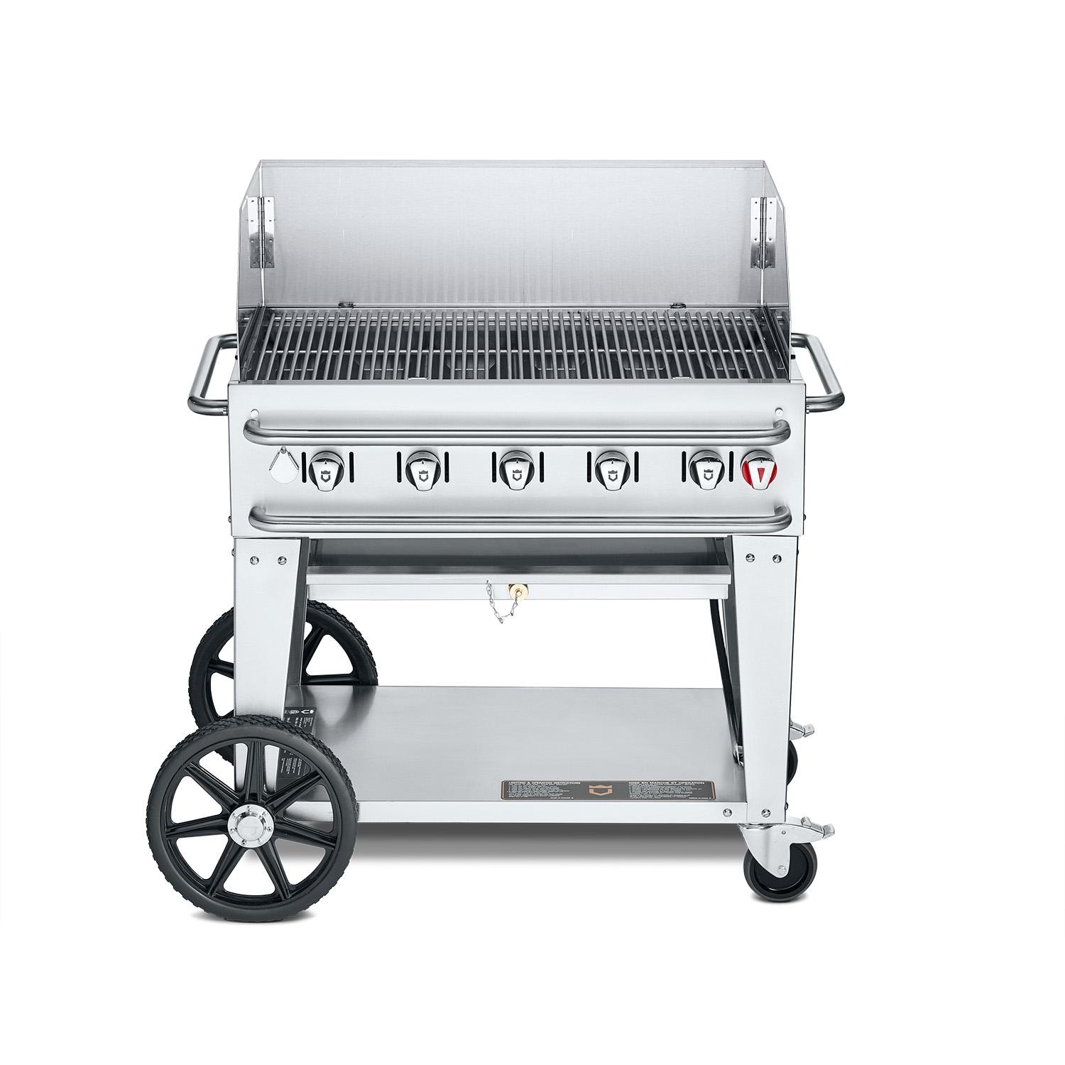Crown Verity Professional Rental Series 36-Inch 5-Burner Stainless Steel Freestanding Propane Gas Grill with Windguard
