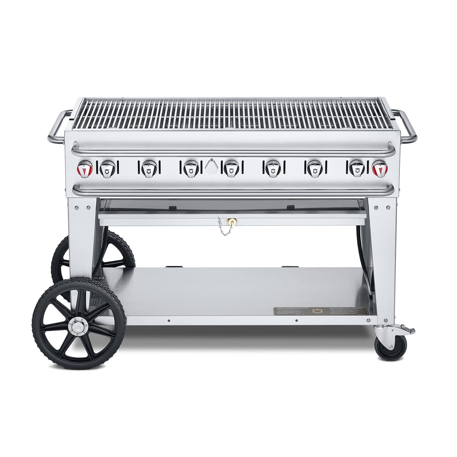 Crown Verity Professional Rental Series 48-Inch 7-Burner Stainless Steel Freestanding Propane Gas Grill - Single Inlet (Bulk Tanks Only)