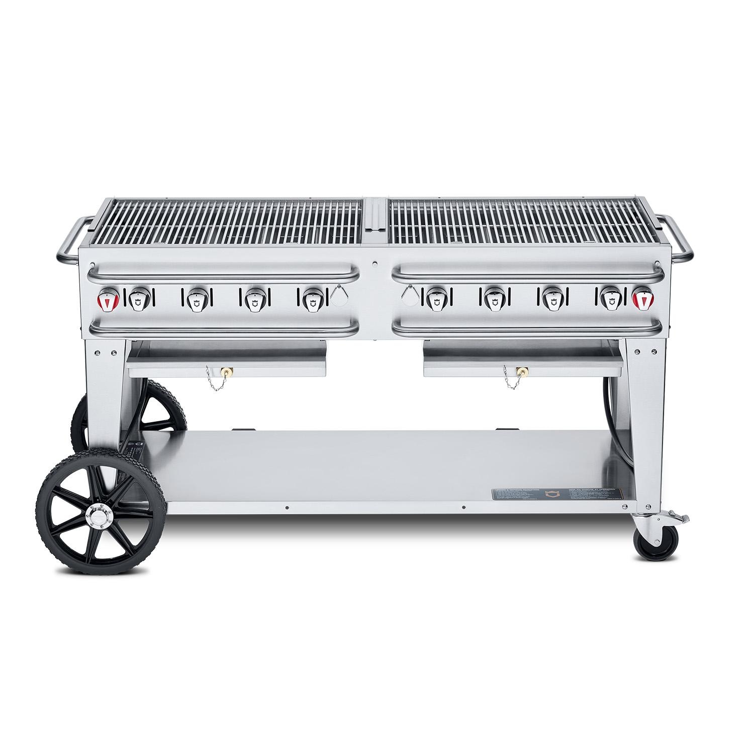 Crown Verity Professional Rental Series 60-Inch 8-Burner Stainless Steel Freestanding Propane Gas Grill - 20 Lb Propane Tank