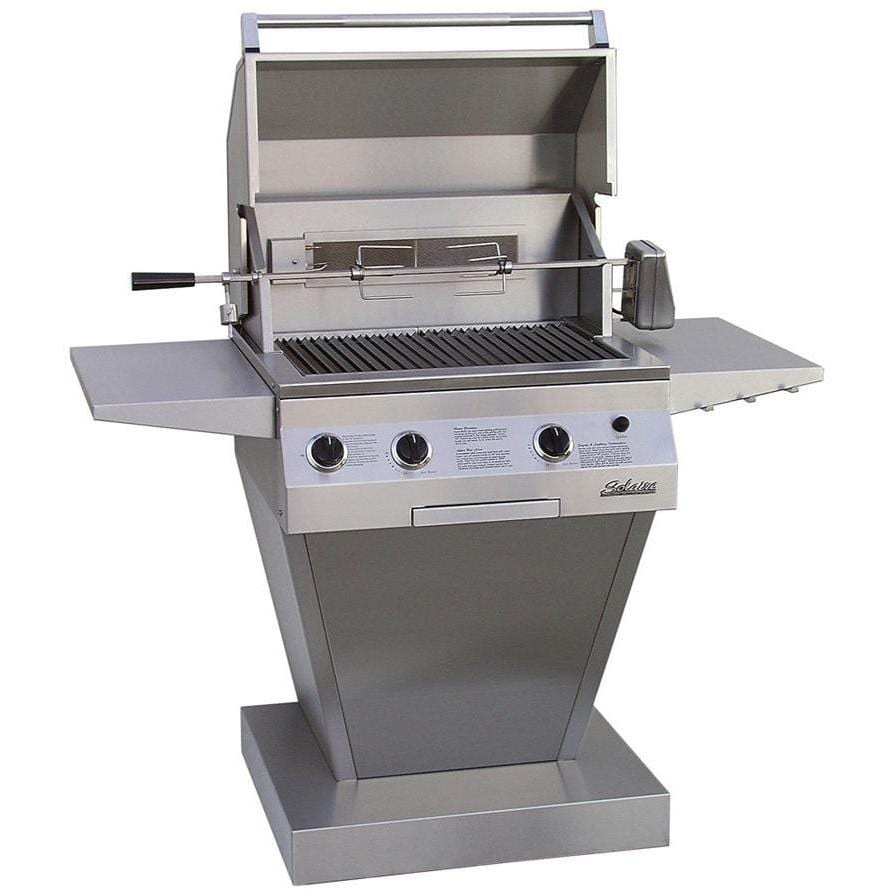 Solaire 27-Inch Deluxe All Infrared Propane Gas Grill With Rotisserie On Angular Pedestal Base