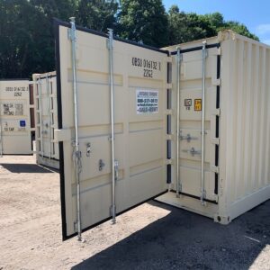 New 20 ft Open-Side Shipping Container – Beige, Blue, Red