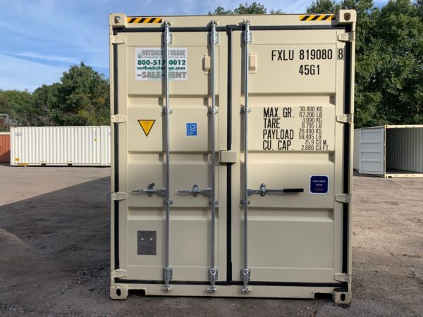New 40 ft High Cube Double-Door Shipping Container – Beige, Blue, Red - Image 3