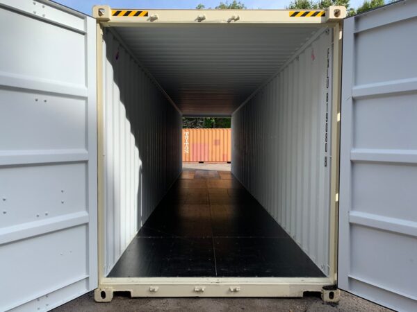 New 40 ft High Cube Double-Door Shipping Container – Beige, Blue, Red