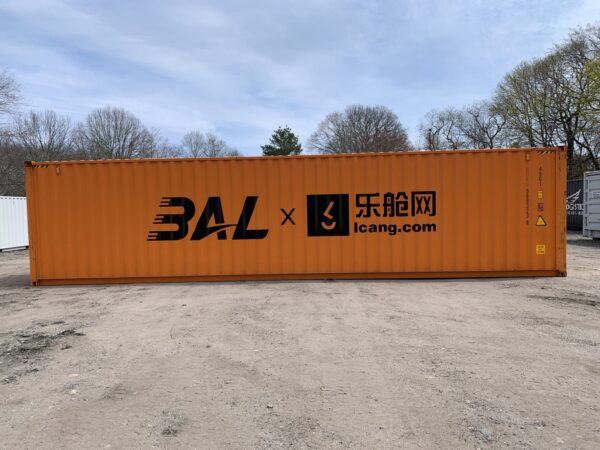New 40 ft High Cube Shipping Container – Blue, Orange, Red