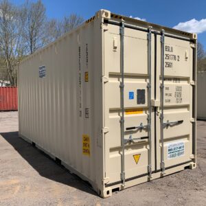 Used 20 ft High Cube Shipping Container – Beige, Green, Red