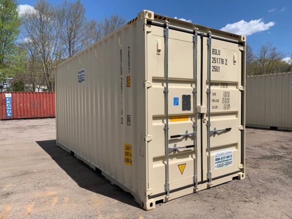 Used 20 ft High Cube Shipping Container – Beige, Green, Red