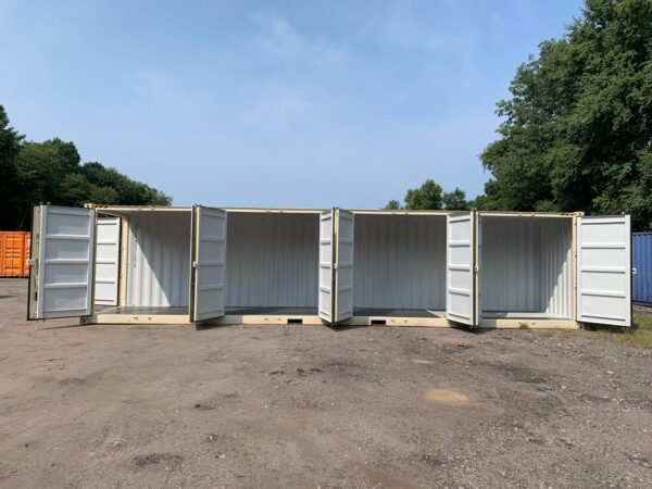 New 40 ft High Cube Open-Side Shipping Container – White, Beige, Blue, Red